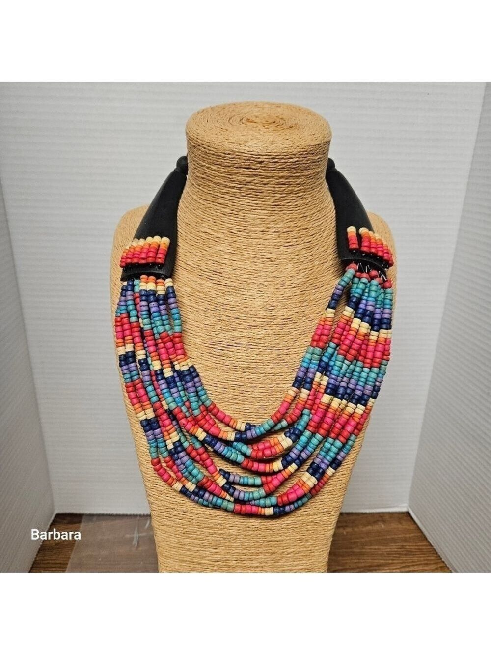 Vintage Tribal Multi-strand Wooden Bead Necklace